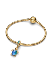 Sea Turtle Murano Glass Dangle Charm - 14k gold plating