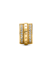 Sparkling Pavé Lines & Logo Clip Charm - 14k gold plating