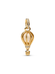 Sparkling Clear Hot Air Balloon Dangle Charm - 14k gold plating