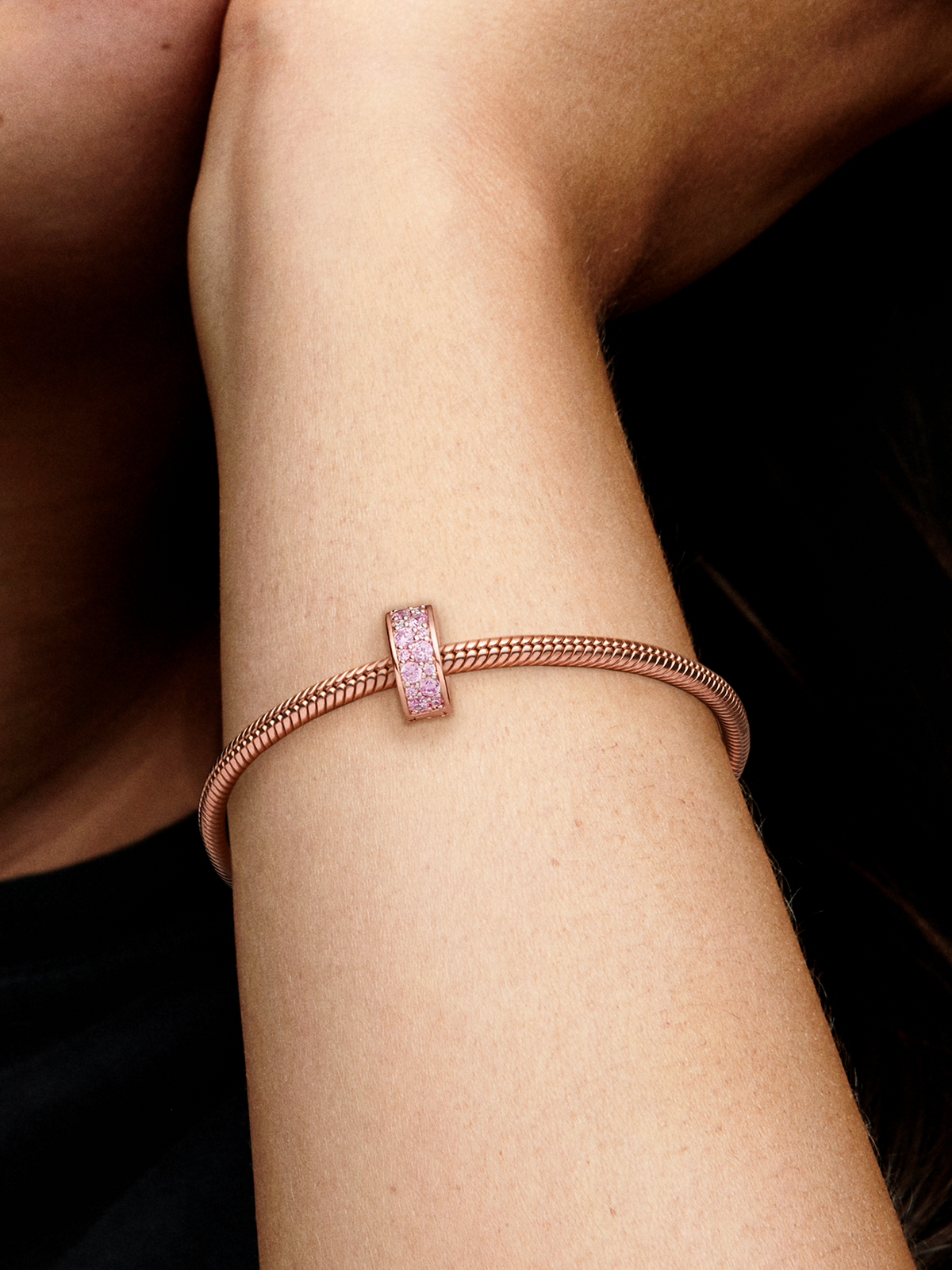 Pink Pavé Clip Charm - 14k rose gold plating