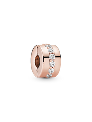 Sparkling Row Spacer Charm - 14k rose gold plating