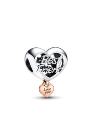 FINAL SALE - Love You Best Friend Heart Charm - Sterling silver, 14k rose gold plating