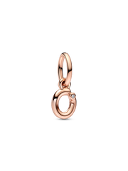 FINAL SALE - Letter O Script Alphabet Dangle Charm - 14k rose gold plating