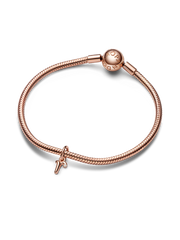 FINAL SALE - Letter R Script Alphabet Dangle Charm - 14k rose gold plating