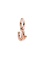 FINAL SALE - Letter U Script Alphabet Dangle Charm - 14k rose gold plating