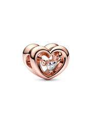 FINAL SALE - Radiant Heart & Floating Stone Charm - 14k rose gold plating