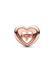 FINAL SALE - Radiant Heart & Floating Stone Charm - 14k rose gold plating