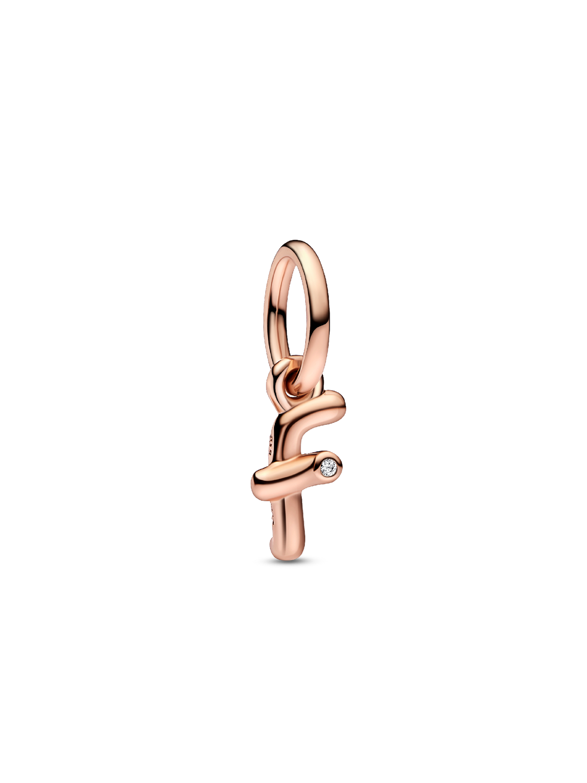 FINAL SALE - Letter F Script Alphabet Dangle Charm - 14k rose gold plating