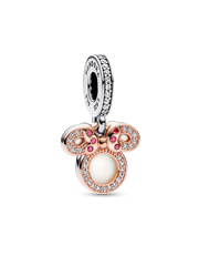 Disney Minnie Mouse Silhouette "Mom" Double Dangle Charm - Sterling silver, 14k rose gold plating