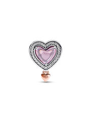 Two-tone Openwork Mom & Heart Charm - Sterling silver, 14k rose gold plating