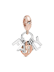 Family Letters Dangle Charm - Sterling silver, 14k rose gold plating