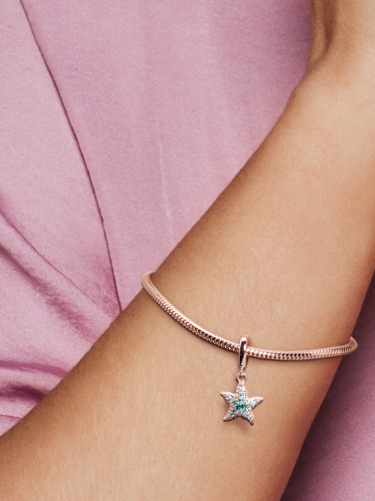 FINAL SALE - Sparkling Starfish Dangle Charm - 14k rose gold plating