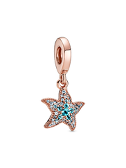 FINAL SALE - Sparkling Starfish Dangle Charm - 14k rose gold plating