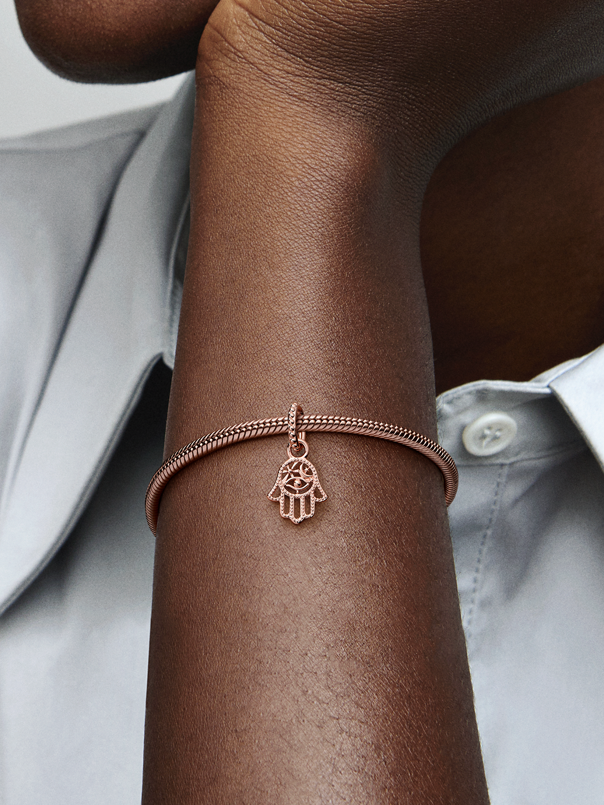FINAL SALE - Protective Hamsa Hand Dangle Charm - 14k rose gold plating