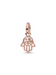 FINAL SALE - Protective Hamsa Hand Dangle Charm - 14k rose gold plating