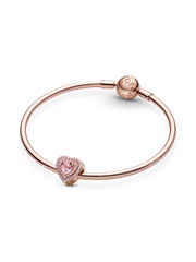 Sparkling Levelled Heart Charm - 14k rose gold plating