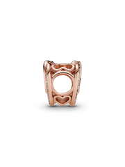 Sparkling Entwined Hearts Charm - 14k rose gold plating