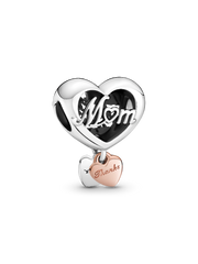 Thank You Mum Heart Charm - Sterling silver, 14k rose gold plating