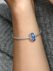 Galaxy Blue & Star Murano Charm - Sterling silver