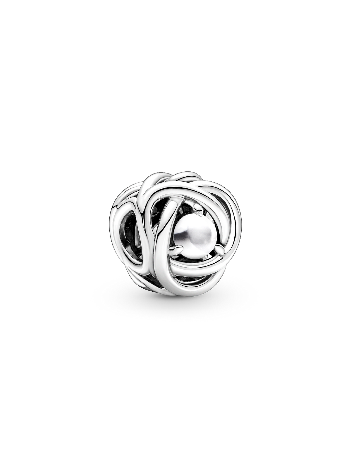 June White Mother of Pearl Eternity Circle Charm - Sterling silver