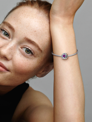 February Purple Eternity Circle Charm - Sterling silver