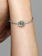 August Spring Green Eternity Circle Charm - Sterling silver