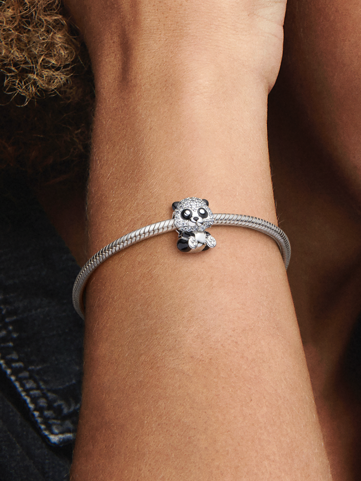 Sparkling Cute Panda Charm - Sterling silver