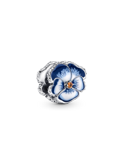 FINAL SALE - Blue Pansy Flower Charm - Sterling silver