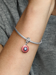 Marvel The Avengers Captain America Shield Dangle Charm - Sterling silver
