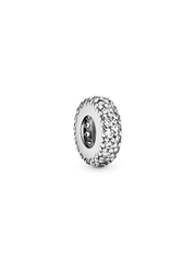 Clear Sparkle Spacer Charm - Sterling silver