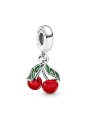 Asymmetrical Cherry Fruit Dangle Charm - Sterling silver
