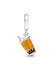 FINAL SALE - Murano Glass Bubble Tea Dangle Charm - Sterling silver