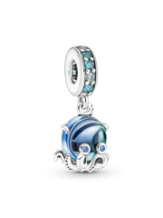 Murano Glass Cute Octopus Dangle Charm - Sterling silver