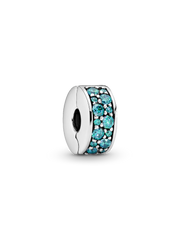 Teal Pavé Clip Charm - Sterling silver