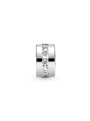 Clear Sparkling Row Clip Charm - Sterling silver