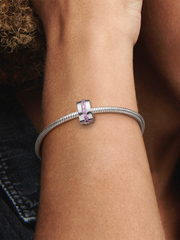 Pink Sparkling Row Clip Charm - Sterling silver