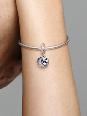 Moon & Blue Sky Dangle Charm - Sterling silver