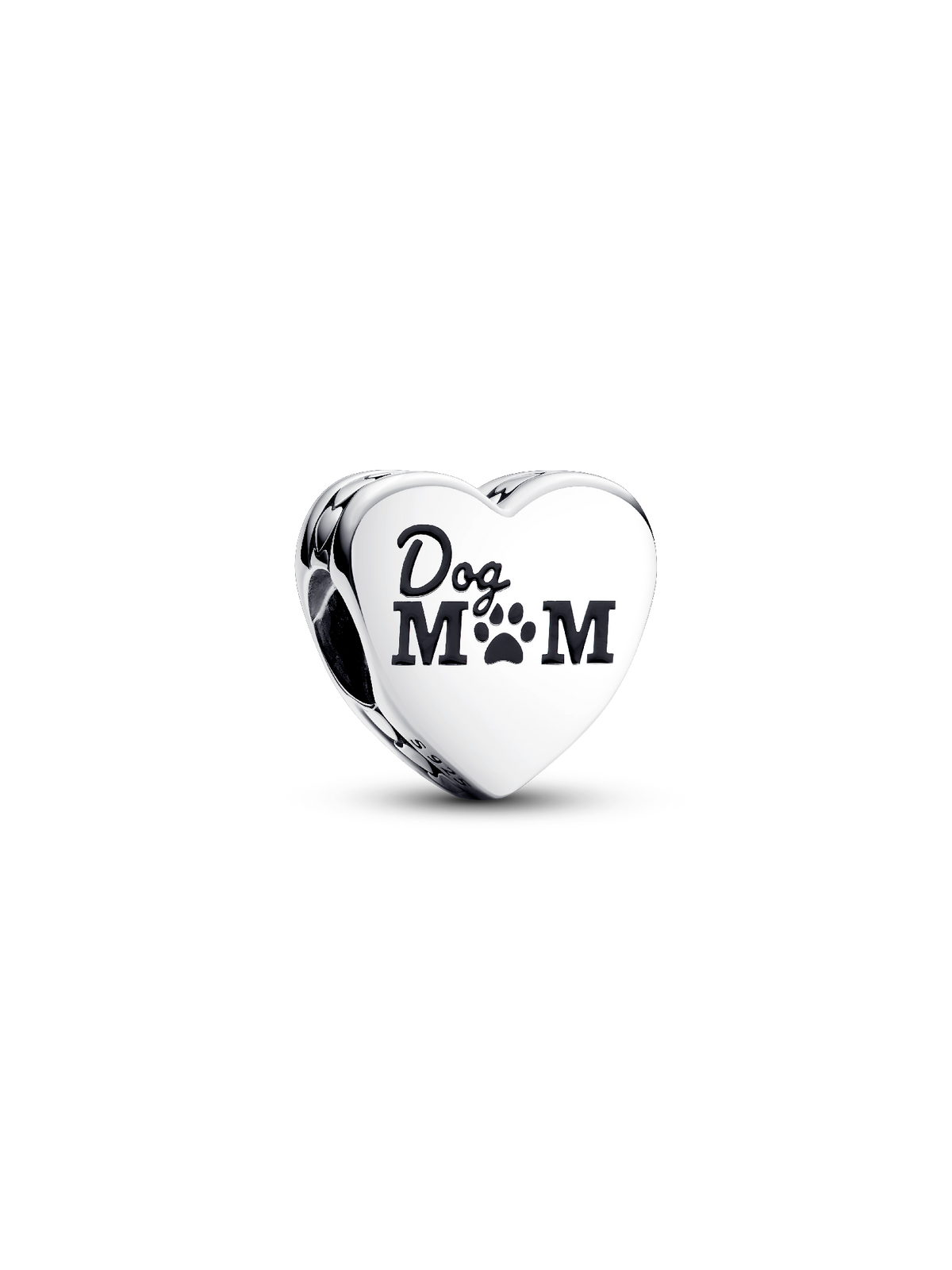 Engravable Dog Mom Heart Charm - Sterling silver