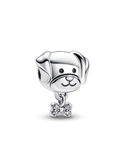 Pet Dog & Bone Charm - Sterling silver