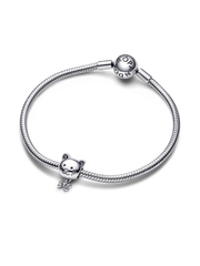 Pet Cat & Bow Charm - Sterling silver