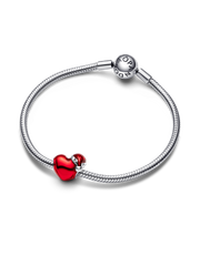 FINAL SALE - Metallic Red Christmas Heart Charm - Sterling silver