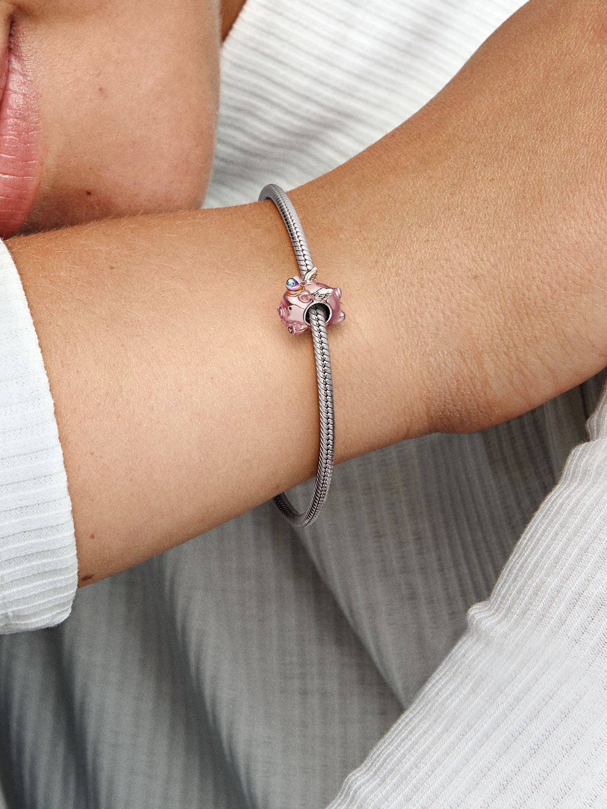 FINAL SALE - Flying Unicorn Pig Charm - Sterling silver