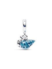 Glow-in-the-dark Hermit Crab Dangle Charm - Sterling silver