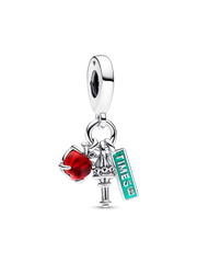 NYC Apple, Torch and Street Sign Triple Dangle Charm - Sterling silver