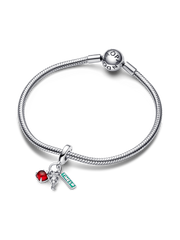 NYC Apple, Torch and Street Sign Triple Dangle Charm - Sterling silver