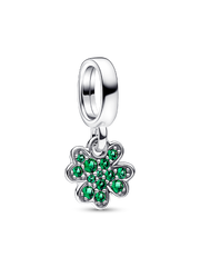 Four Leaf Clover Dangle Charm - Sterling silver