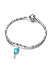 FINAL SALE - Blue Murano Glass Balloon Dangle Charm - Sterling silver