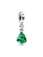 Sparkling Christmas Tree Dangle Charm - Sterling silver