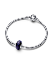 Faceted Blue Murano Glass Charm - Sterling silver