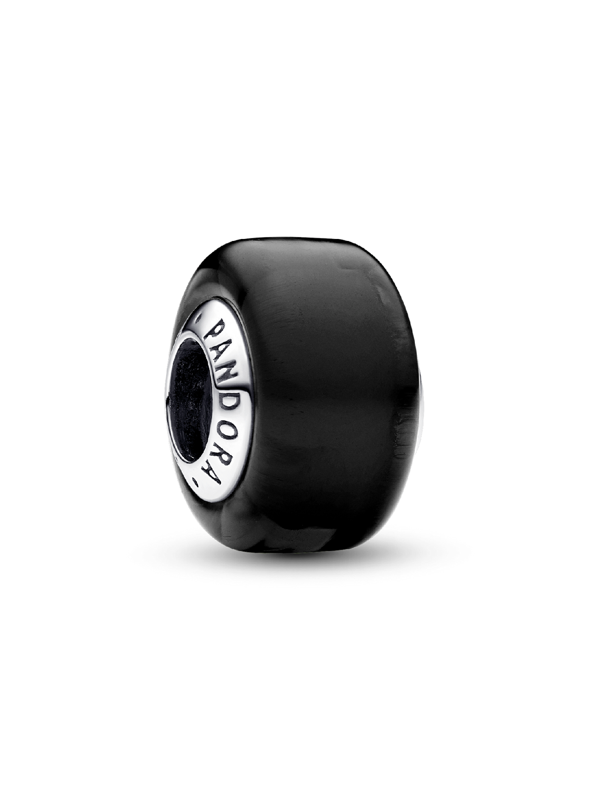 Black Mini Murano Glass Charm - Sterling silver